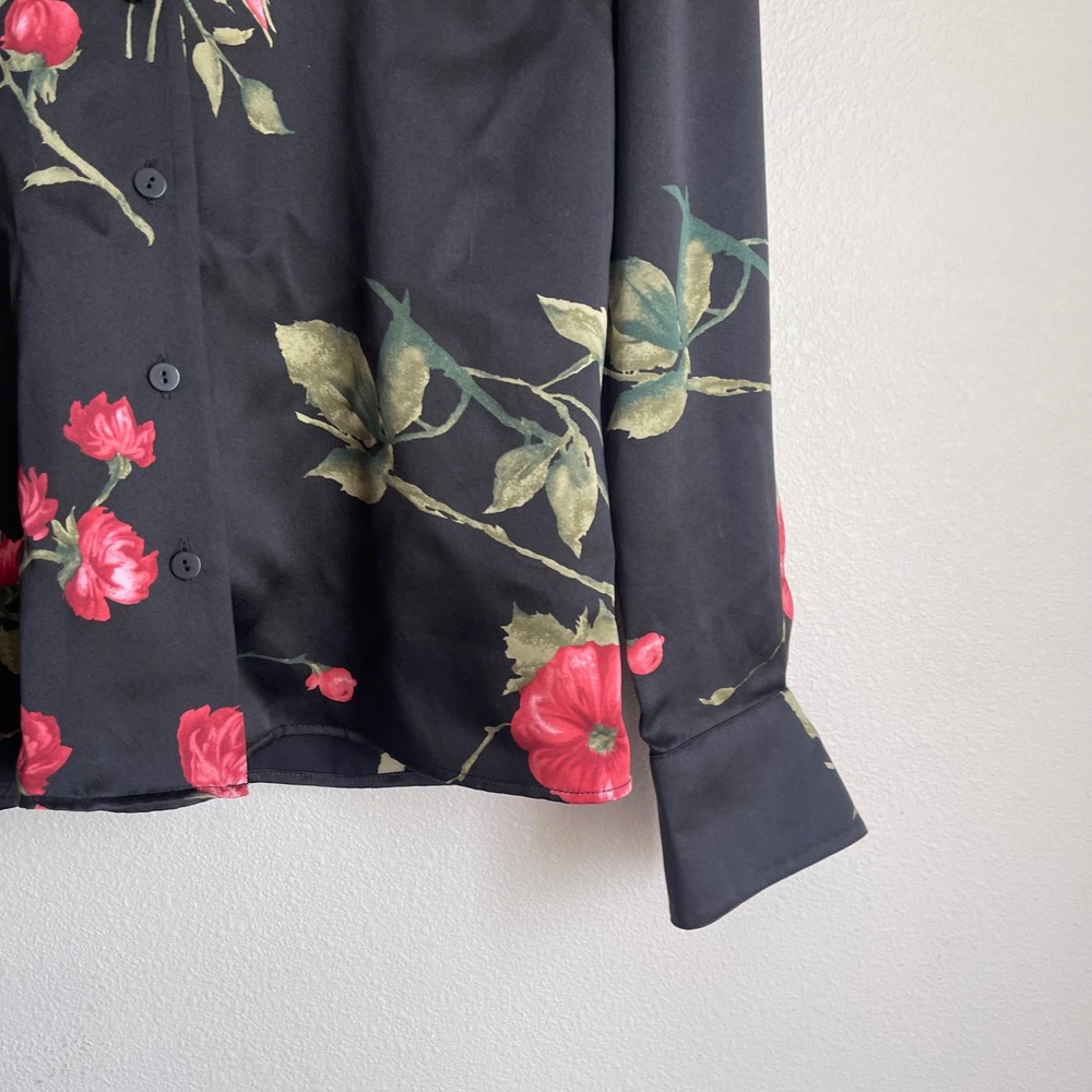 Vintage 90s Kate Hill Petite 100% Silk Floral Print Long Sleeve Blouse‎ - Picture 5 of 9